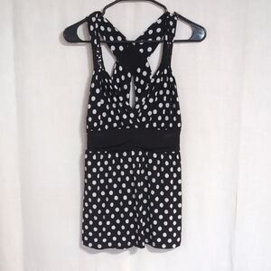 Candie's Black Polka Dot Dressy Tank Racerback Size Large